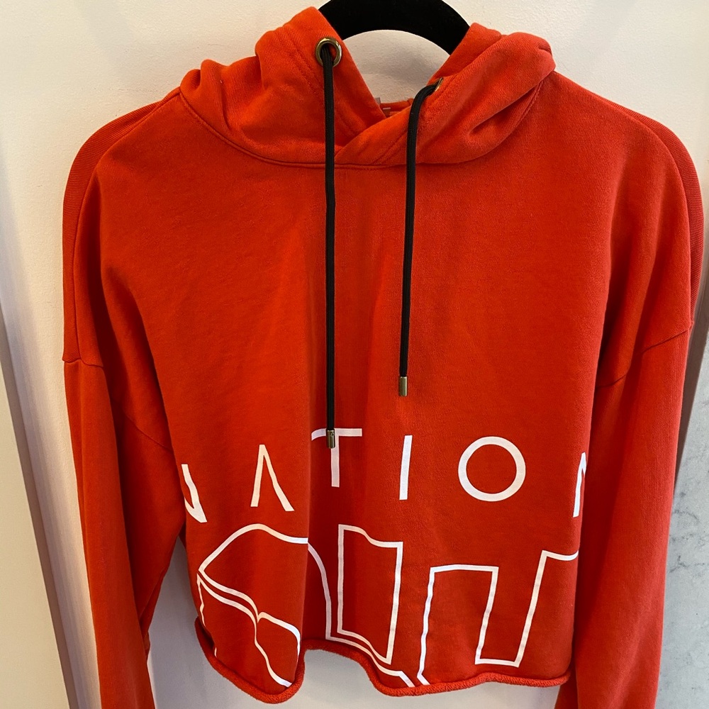 PE Nation red hoodie